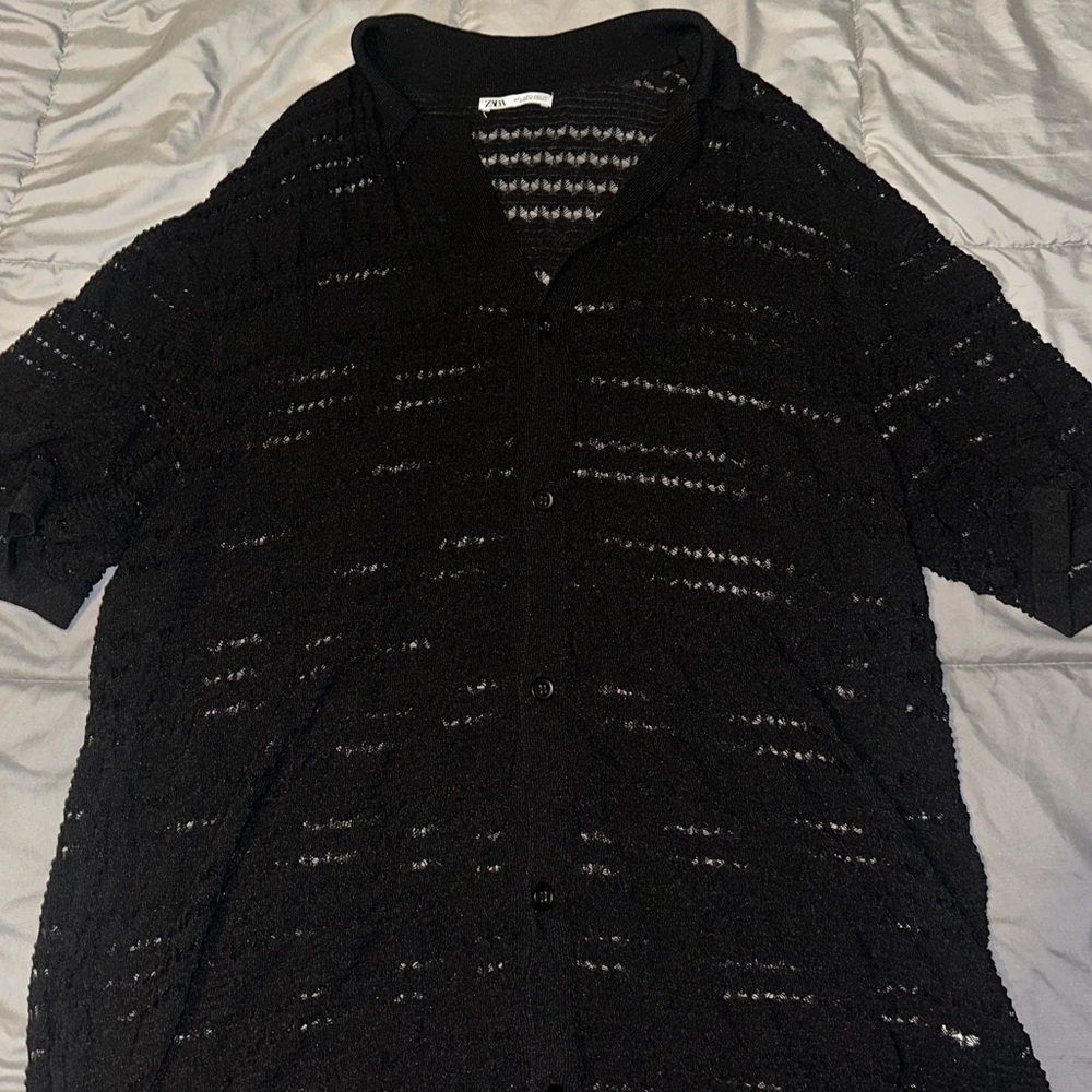 Zara Black Knit button up